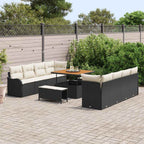 Garten-Sofa-Set mit Kissen 11 pcs Schwarz und Creme