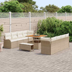 Garten-Sofa-Set mit Kissen mit Speicher 11 pcs Beige und Creme