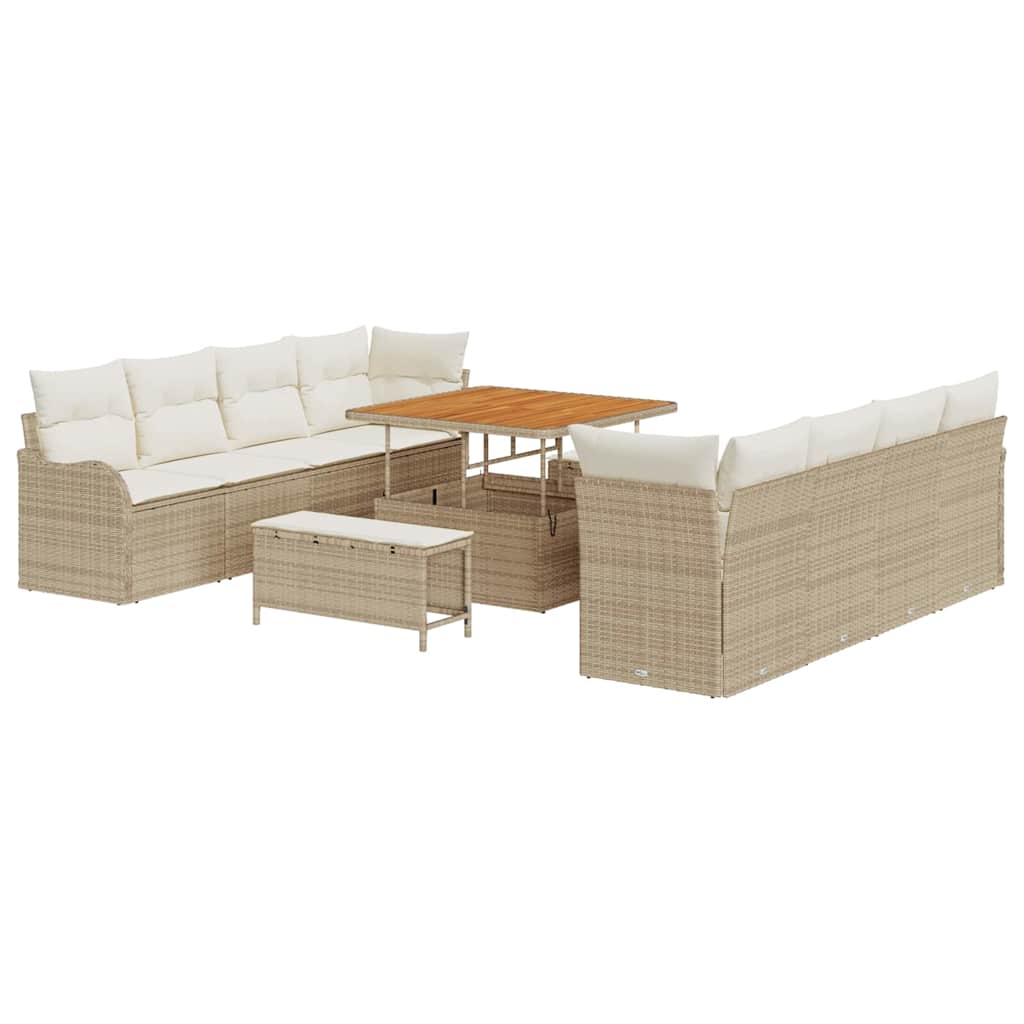 Garten-Sofa-Set mit Kissen mit Speicher 11 pcs Beige und Creme