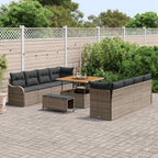 Garten-Sofa-Set mit Kissen mit Speicher 11 pcs Grau