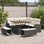 Garten-Sofa-Set mit Kissen mit Speicher 8 pcs Schwarz und Creme