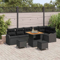 Garten-Sofa-Set mit Kissen mit Speicher 9 pcs Schwarz