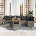 Garten-Sofa-Set mit Kissen mit Speicher 9 pcs Grau