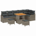 Garten-Sofa-Set mit Kissen mit Speicher 9 pcs Grau