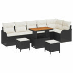 Garten-Sofa-Set mit Kissen mit Speicher 9 pcs Schwarz und Creme