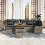 Garten-Sofa-Set mit Kissen mit Speicher 9 pcs Grau