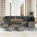 Garten-Sofa-Set mit Kissen mit Speicher 10 pcs Grau