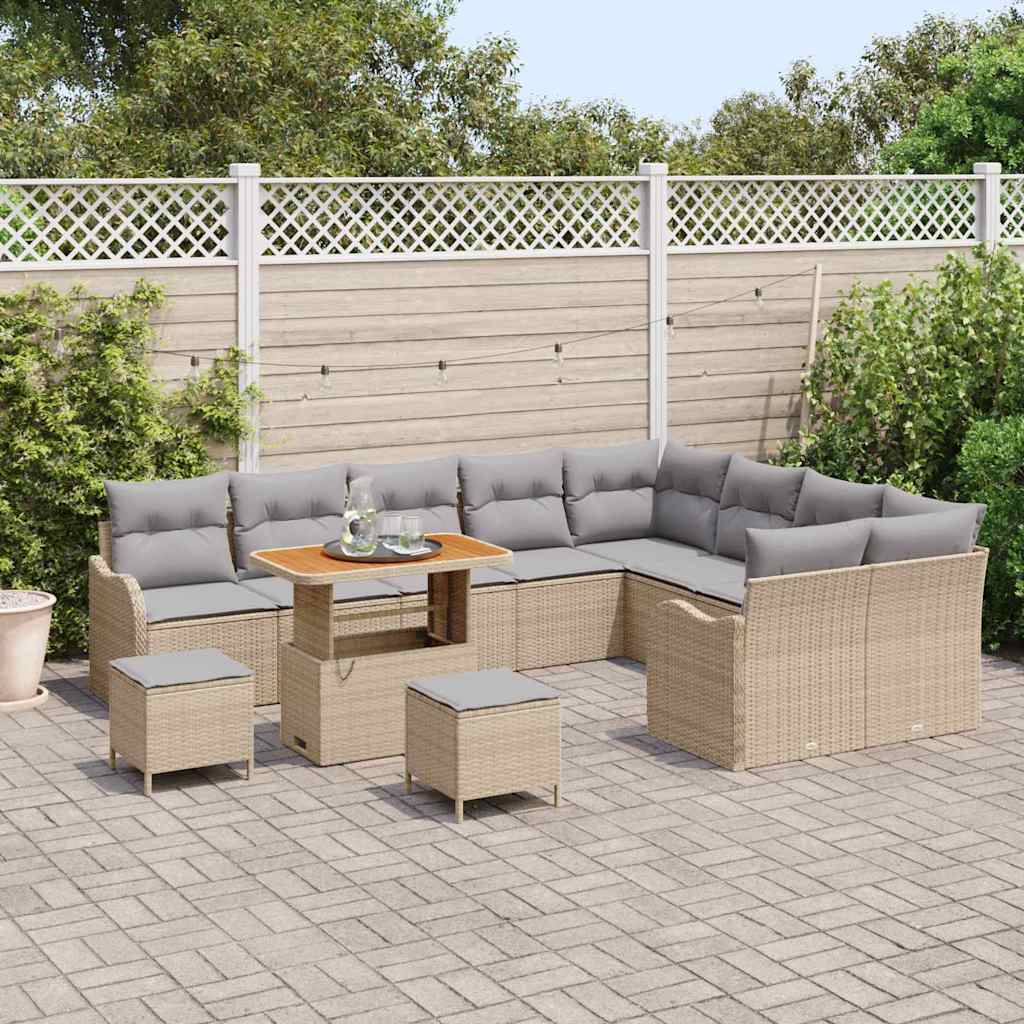 Garten-Sofa-Set mit Kissen 12 pcs Beige und Hellgrau