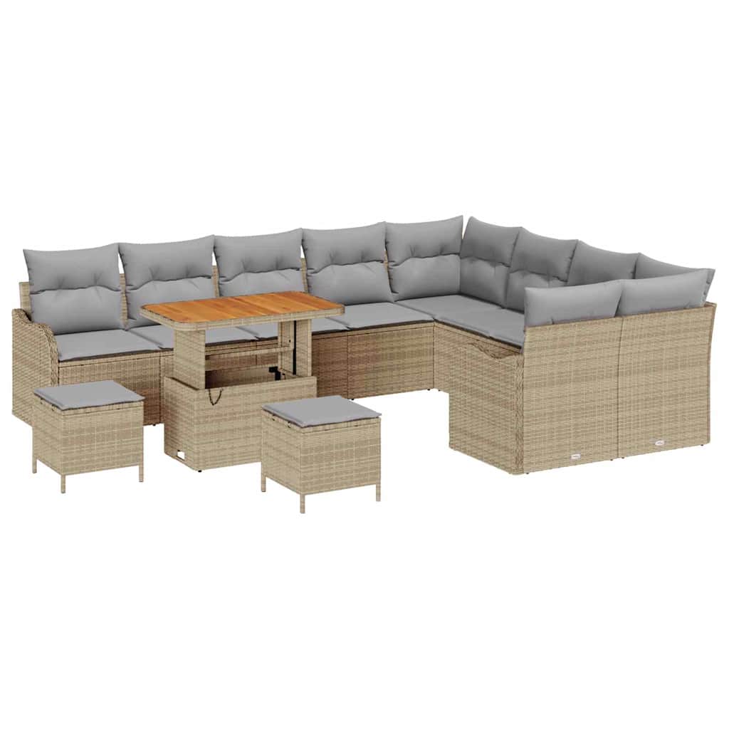 Garten-Sofa-Set mit Kissen 12 pcs Beige und Hellgrau