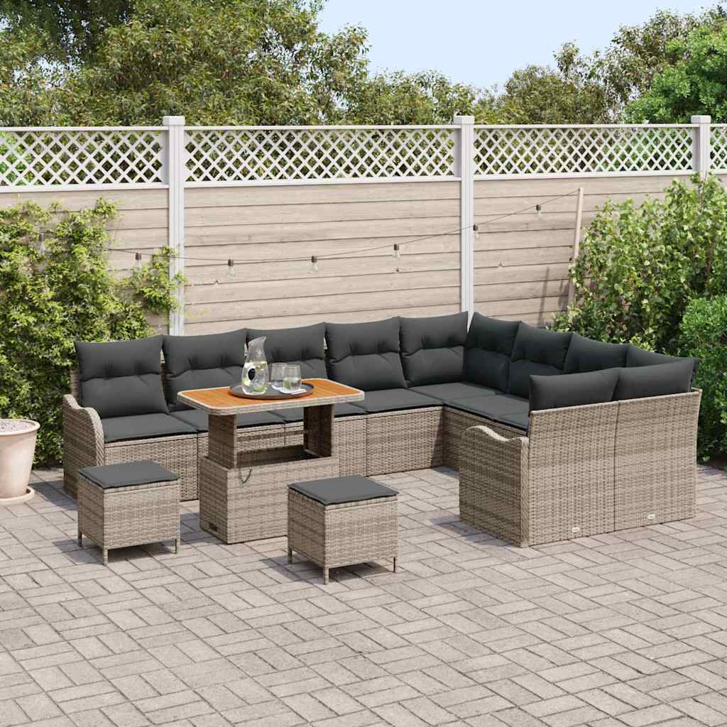 Garten-Sofa-Set mit Kissen mit Speicher 12 pcs Grau