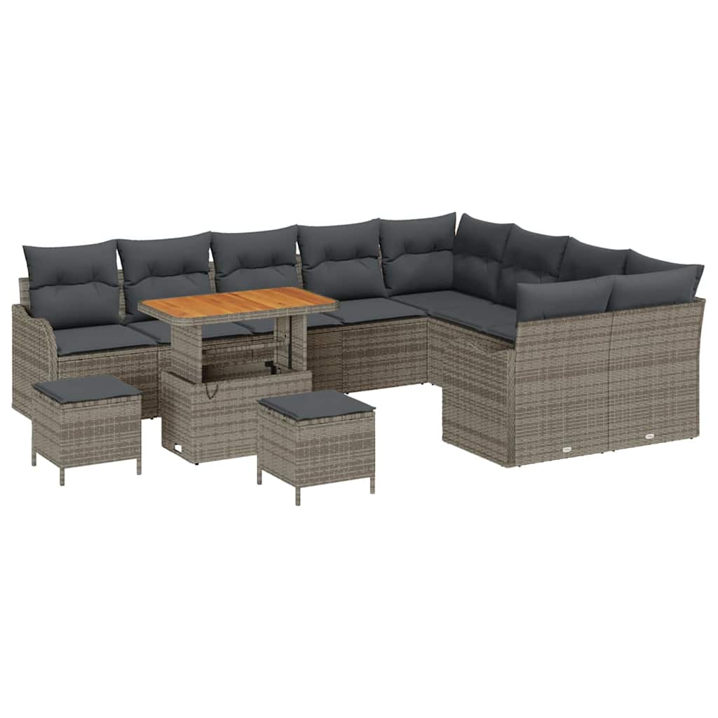 Garten-Sofa-Set mit Kissen mit Speicher 12 pcs Grau