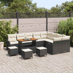 Garten-Sofa-Set mit Kissen 13 pcs Schwarz und Creme
