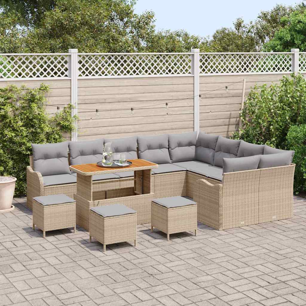 Garten-Sofa-Set mit Kissen 13 pcs Beige und Hellgrau