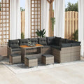Garten-Sofa-Set mit Kissen mit Speicher 13 pcs Grau