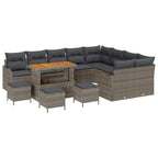 Garten-Sofa-Set mit Kissen mit Speicher 13 pcs Grau