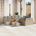 Garten-Sofa-Set mit Kissen 13 pcs Beige und Hellgrau