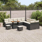 Garten-Sofa-Set mit Kissen 13 pcs Schwarz und Creme