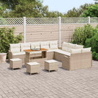 Garten-Sofa-Set mit Kissen mit Speicher 14 pcs Beige und Creme