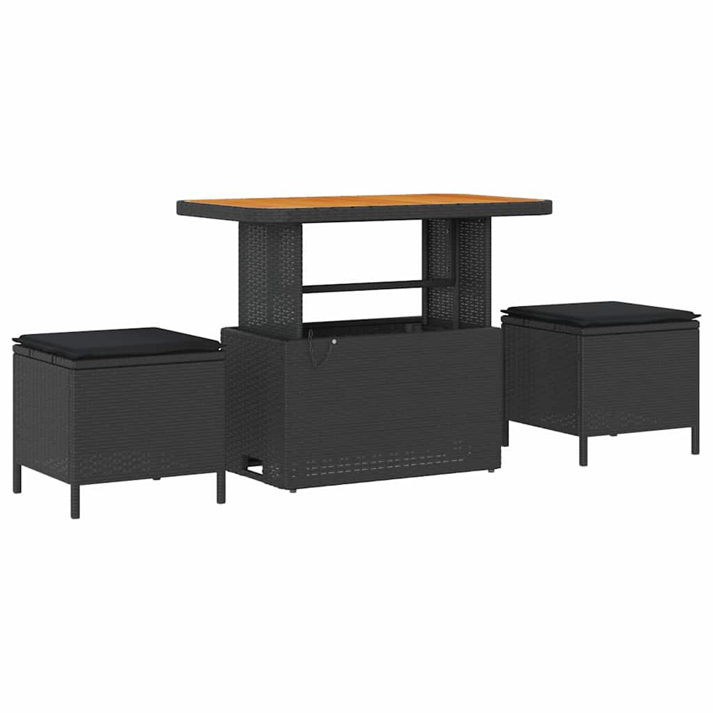 Garten-Sofa-Set mit Kissen mit Speicher 9 pcs Schwarz