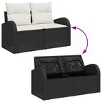 Garten-Sofa-Set mit Kissen mit Kissen 10 pcs Schwarz und Creme