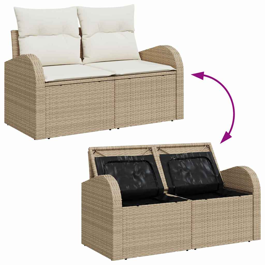 Garten-Sofa-Set mit Kissen mit Speicher 10 pcs Beige und Creme