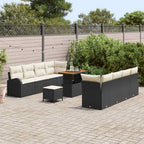 Garten-Sofa-Set mit Kissen mit Kissen 11 pcs Schwarz und Creme