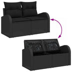 Garten-Sofa-Set mit Kissen mit Speicher 11 pcs Schwarz
