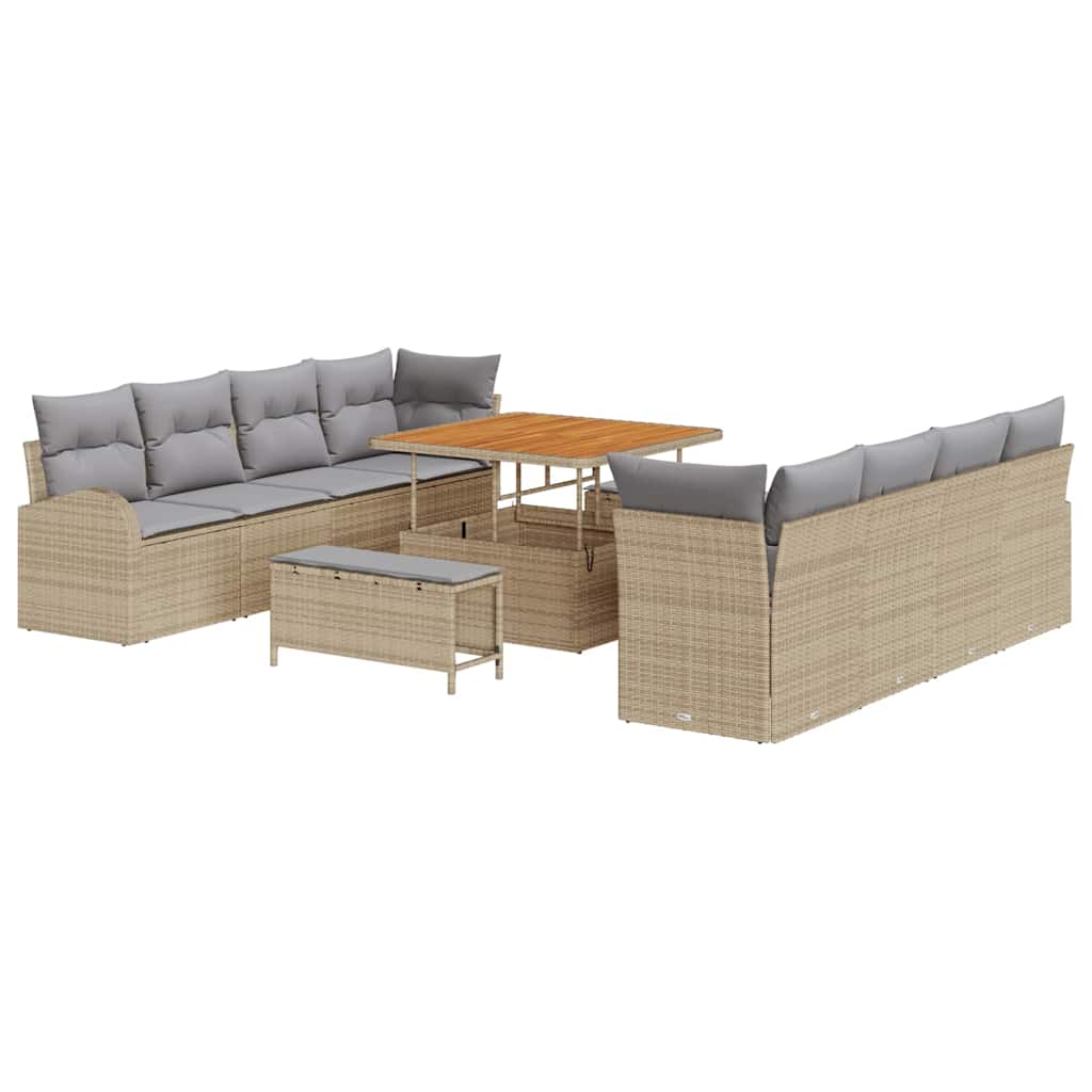 Garten-Sofa-Set mit Kissen 11 pcs Beige und Hellgrau