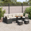 Garten-Sofa-Set mit Kissen mit Kissen 10 pcs Schwarz und Creme