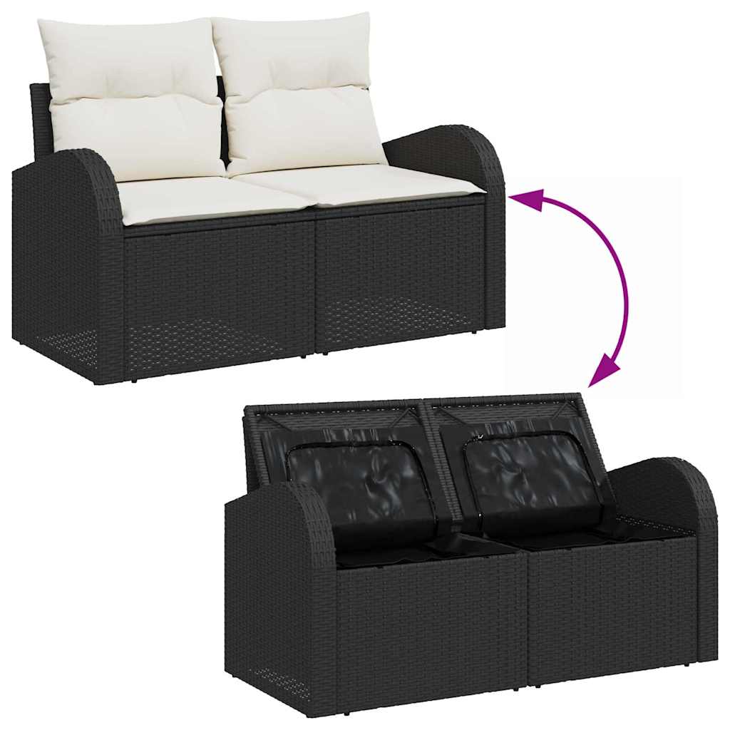 Garten-Sofa-Set mit Kissen mit Kissen 10 pcs Schwarz und Creme