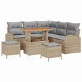 Garten-Sofa-Set mit Kissen 8 pcs Beige und Hellgrau