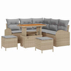 Garten-Sofa-Set mit Kissen 8 pcs Beige und Hellgrau