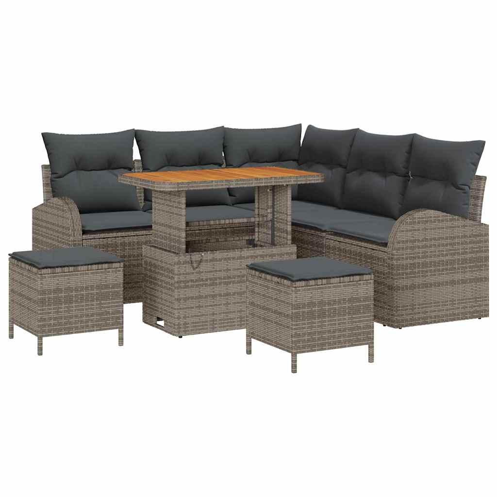 Garten-Sofa-Set mit Kissen mit Speicher 8 pcs Grau
