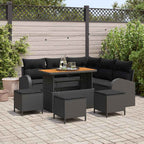 Garten-Sofa-Set mit Kissen mit Speicher 9 pcs Schwarz