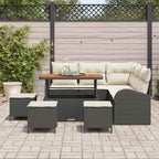 Garten-Sofa-Set mit Kissen mit Speicher 9 pcs Schwarz und Creme