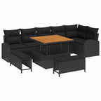 Garten-Sofa-Set mit Kissen mit Speicher 9 pcs Schwarz