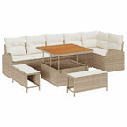 Garten-Sofa-Set mit Kissen mit Speicher 9 pcs Beige und Creme