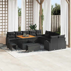 Garten-Sofa-Set mit Kissen mit Speicher 13 pcs Schwarz