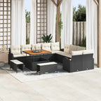 Garten-Sofa-Set mit Kissen 13 pcs Schwarz und Creme