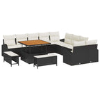 Garten-Sofa-Set mit Kissen 13 pcs Schwarz und Creme