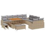 Garten-Sofa-Set mit Kissen 13 pcs Beige und Hellgrau