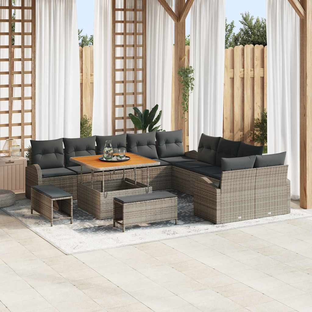 Garten-Sofa-Set mit Kissen mit Speicher 13 pcs Grau