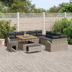 Garten-Sofa-Set mit Kissen mit Speicher 13 pcs Grau