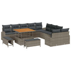 Garten-Sofa-Set mit Kissen mit Speicher 13 pcs Grau