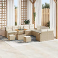 Garten-Sofa-Set mit Kissen mit Speicher 13 pcs Beige und Creme