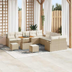 Garten-Sofa-Set mit Kissen mit Speicher 13 pcs Beige und Creme