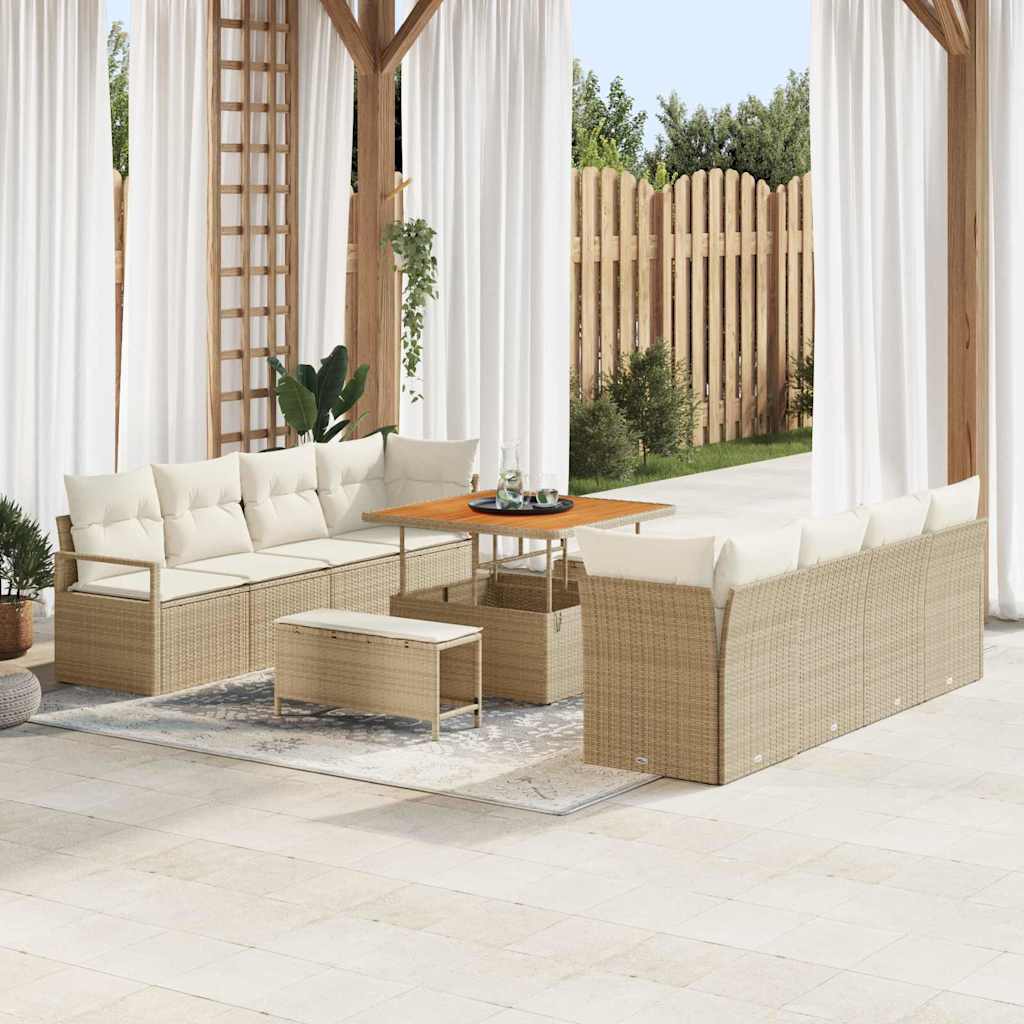 Garten-Sofa-Set mit Kissen Beige und Creme 100 x 100 x 71 cm
