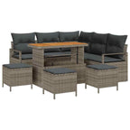 Garten-Sofa-Set mit Kissen mit Speicher 9 pcs Grau