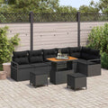 Garten-Sofa-Set mit Kissen mit Speicher 9 pcs Schwarz