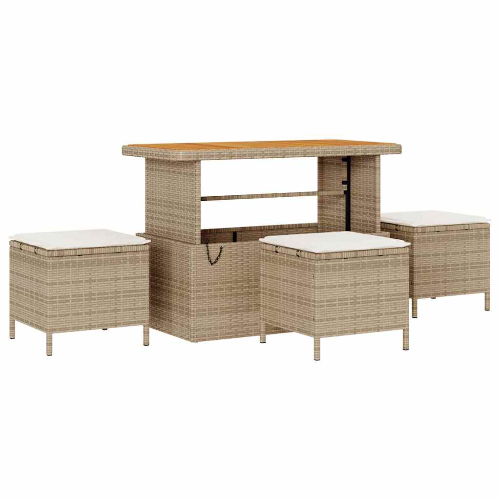 Garten-Sofa-Set mit Kissen mit Speicher 10 pcs Beige und Creme